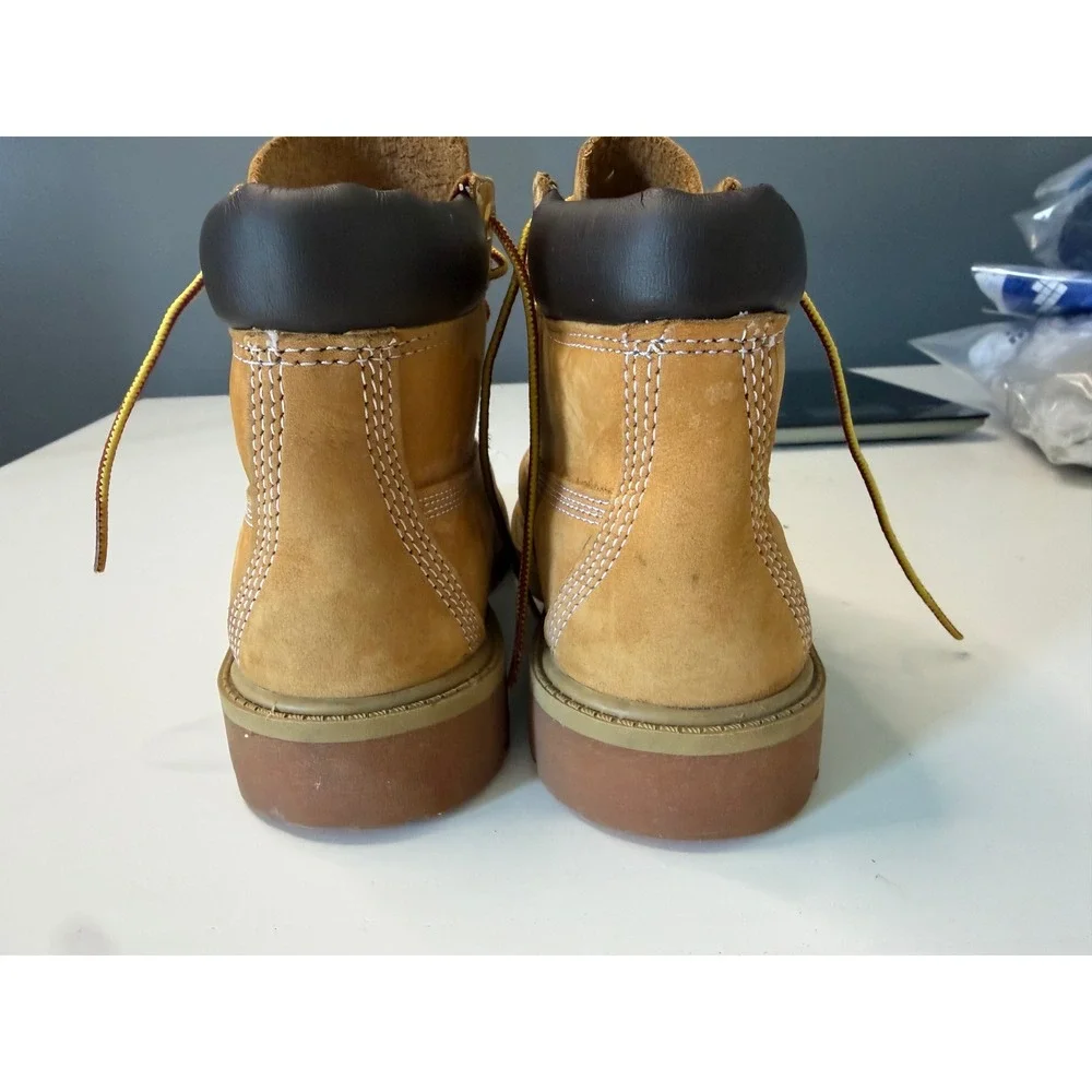 Timberland 6 Inch Premium Waterproof Boots Wheat Nubuck Leather Kids Size 3M